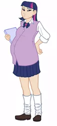 Size: 457x1000 | Tagged: artist:olympic-dames, clothes, derpibooru import, female, human, humanized, mama twilight, preglight sparkle, pregnant, safe, simple background, skirt, solo, twilight sparkle, white background