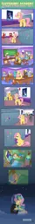 Size: 945x5937 | Tagged: safe, artist:sorcerushorserus, derpibooru import, derpy hooves, fluttershy, gilda, merry may, rainbow dash, gryphon, pegasus, pony, comic:dash academy, banana, bananaphone, braces, comic, condom, condom on banana, female, hang in there, letter, lockers, male, mare, pineapple, sex education, stallion
