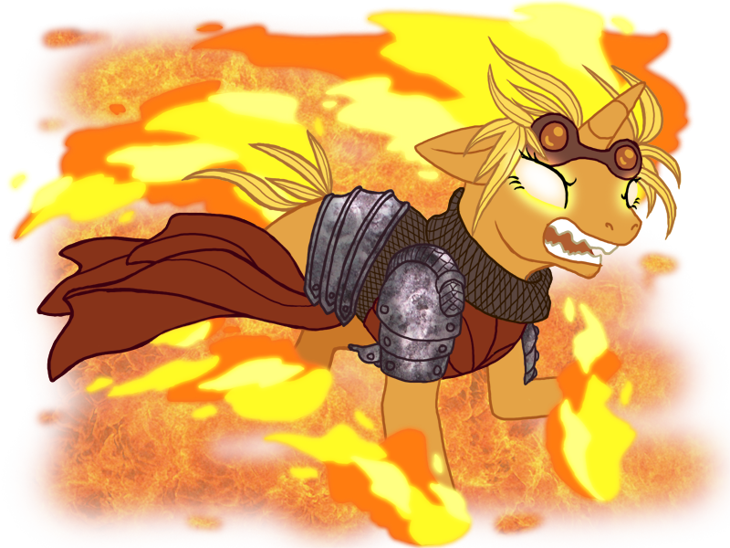 Size: 800x600 | Tagged: safe, artist:cometthemicroraptor, derpibooru import, ponified, pony, unicorn, chandra nalaar, female, fire, magic the gathering, mare, planeswalker, solo