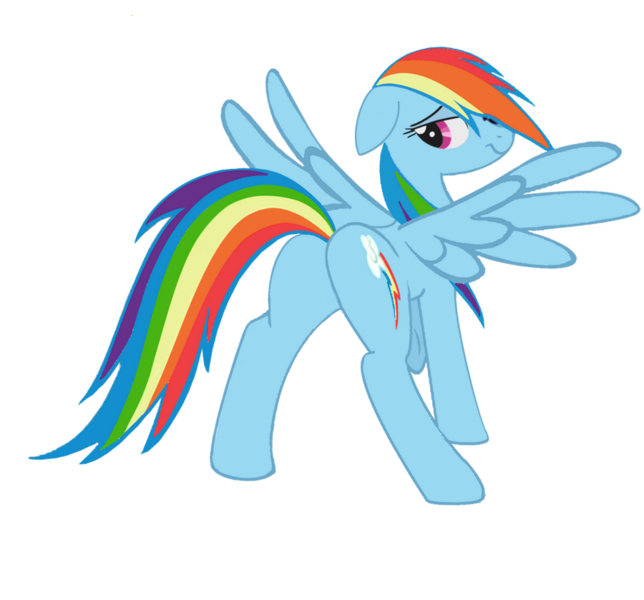Size: 900x838 | Tagged: safe, artist:rainbowthis, derpibooru import, rainbow dash, pegasus, pony, featureless crotch, female, floppy ears, looking back, mare, plot, rainbutt dash, rear view, simple background, solo, spread wings, transparent background, wings