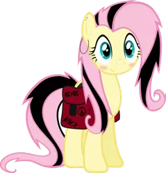 Size: 900x943 | Tagged: safe, artist:bengo538, derpibooru import, fluttershy, pegasus, pony, green isn't your color, ac/dc, alternate hairstyle, cute, ear piercing, earring, emoshy, female, jewelry, mare, metal, metalshy, piercing, rockershy, saddle bag, simple background, slayer, solo, transparent background