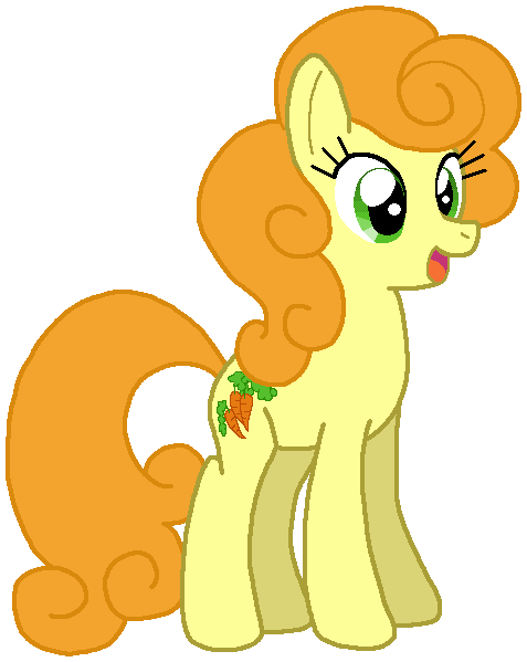 Size: 477x599 | Tagged: safe, artist:heartinarosebud, derpibooru import, carrot top, golden harvest, earth pony, pony, female, mare, open mouth, simple background, smiling, solo, white background