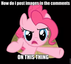 Size: 646x585 | Tagged: safe, derpibooru import, pinkie pie, earth pony, pony, female, image macro, mare, meta, solo