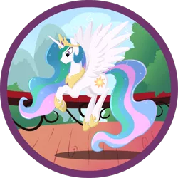 Size: 1862x1862 | Tagged: safe, artist:zap-apple, derpibooru import, princess celestia, alicorn, pony, balcony, female, flying, mare, solo