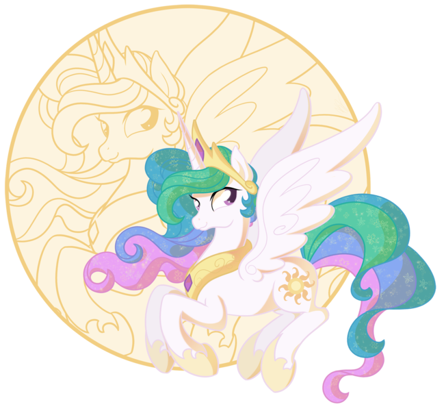 Size: 1200x1109 | Tagged: safe, artist:egophiliac, derpibooru import, princess celestia, alicorn, pony, cute, cutelestia, female, flying, mare, solo, zoom layer