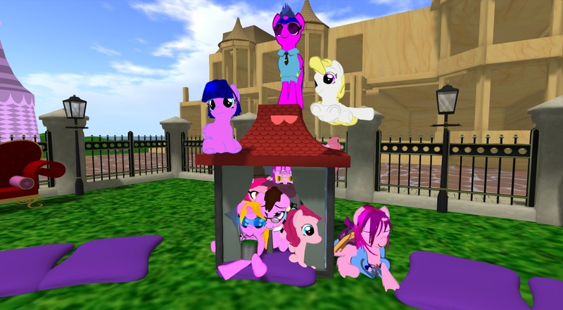 Size: 1920x1058 | Tagged: safe, derpibooru import, earth pony, pony, unicorn, pink, second life, trotsdale