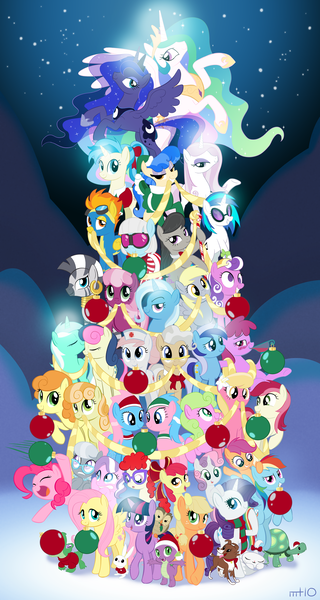 Size: 1333x2500 | Tagged: safe, artist:empty-10, derpibooru import, allie way, aloe, angel bunny, apple bloom, applejack, berry punch, berryshine, bon bon, carrot top, cheerilee, daisy, derpy hooves, diamond tiara, fleur-de-lis, flower wishes, fluttershy, golden harvest, gummy, junebug, lily, lily valley, lotus blossom, lyra heartstrings, mayor mare, minuette, nurse redheart, octavia melody, opalescence, owlowiscious, photo finish, pinkie pie, princess celestia, princess luna, rainbow dash, rarity, roseluck, sapphire shores, scootaloo, screwball, silver spoon, spike, spitfire, sweetie belle, sweetie drops, tank, trixie, twilight sparkle, twist, vinyl scratch, winona, zecora, alicorn, dragon, earth pony, pegasus, pony, unicorn, zebra, christmas, christmas tree, cutie mark crusaders, everypony, female, filly, flower trio, frown, glowing horn, grin, gritted teeth, lidded eyes, magic, male, mane seven, mane six, mare, mouth hold, nom, open mouth, pet, photoshop, ponies riding ponies, raised hoof, rearing, smiling, smirk, spa twins, spread wings, squee, wall of tags, wide eyes, worried, ⚜