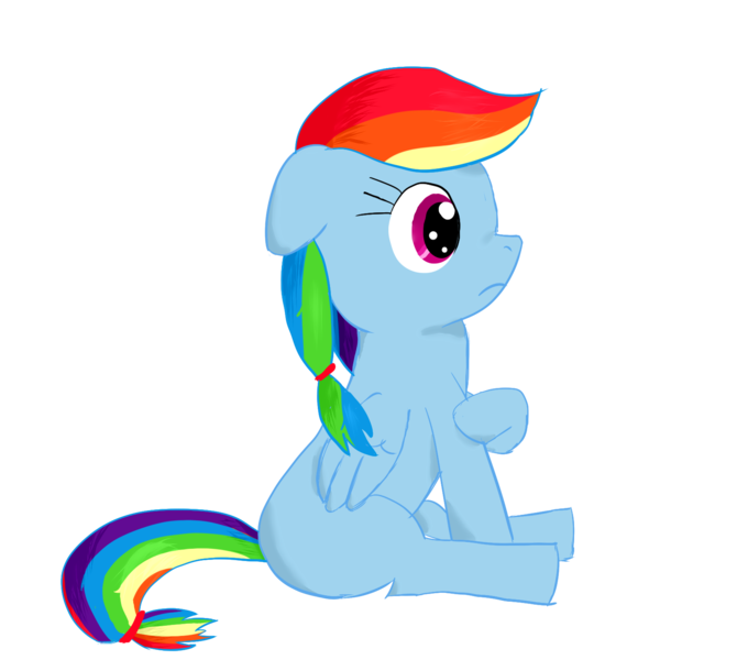 Size: 1700x1500 | Tagged: safe, artist:darhus, derpibooru import, rainbow dash, pegasus, pony, female, filly, filly rainbow dash, floppy ears, foal, simple background, sitting, solo, transparent background