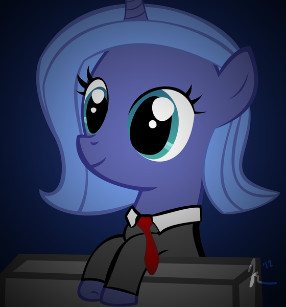 Size: 2800x3000 | Tagged: safe, artist:marshylawl, derpibooru import, princess luna, alicorn, pony, businessmare, clothes, corporate executive, cute, female, filly, foal, high res, solo, suit, woona