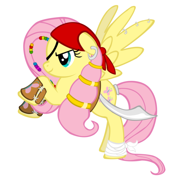 Size: 5000x5000 | Tagged: safe, artist:star-burn, derpibooru import, fluttershy, pegasus, pony, absurd resolution, clothes, costume, ear piercing, female, hilarious in hindsight, mare, photoshop, piercing, pirate, pirate fluttershy, simple background, solo, spread wings, transparent background, wings