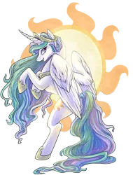 Size: 800x1050 | Tagged: safe, artist:nikohl, derpibooru import, princess celestia, alicorn, pony, cutie mark, cutie mark background, female, mare, rearing, simple background, solo, transparent background