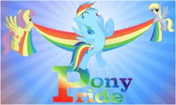 Size: 4000x2400 | Tagged: safe, artist:stinkehund, derpibooru import, derpy hooves, parasol, rainbow dash, pegasus, pony, abstract background, female, gay pride, gay pride flag, lgbt, mare, pride, pride flag, rainbow banner