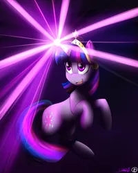 Size: 2000x2500 | Tagged: safe, artist:spittfireart, derpibooru import, twilight sparkle, pony, unicorn, big crown thingy, element of magic, female, high res, jewelry, magic, mare, rearing, regalia, smiling, solo