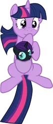 Size: 1285x3000 | Tagged: safe, artist:sdknex, derpibooru import, twilight sparkle, oc, oc:nyx, pony, unicorn, female, filly, hoof over mouth, looking at you, mare, marsupial, pouch, simple background, smiling