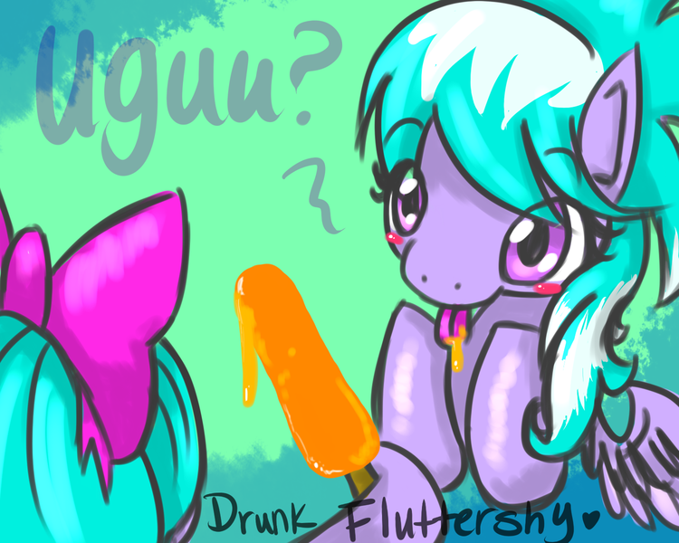 Size: 1500x1200 | Tagged: safe, artist:kittentoots, derpibooru import, cloudchaser, flitter, pegasus, pony, abstract background, female, food, mare, popsicle, uguu