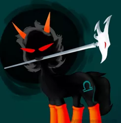 Size: 500x509 | Tagged: safe, artist:mylittlehomestuck, derpibooru import, ponified, pony, abstract background, homestuck, mouth hold, neophyte redglare, solo