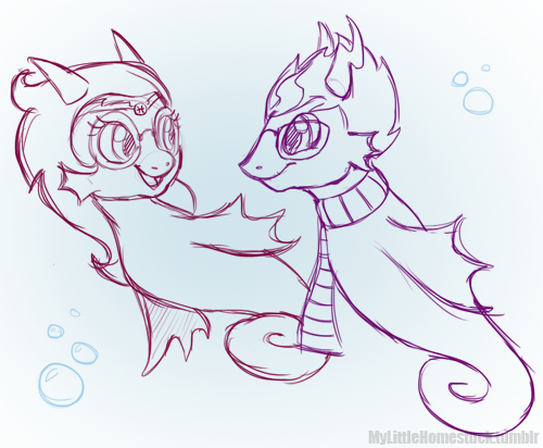 Size: 500x412 | Tagged: artist:mylittlehomestuck, derpibooru import, eridan ampora, feferi peixes, homestuck, safe, seaponified, sea pony, species swap