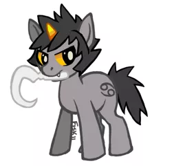 Size: 521x501 | Tagged: safe, artist:negativezerro, derpibooru import, ponified, pony, cute, homestuck, karkat vantas, mouth hold, simple background, solo, white background