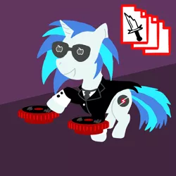 Size: 2000x2000 | Tagged: safe, artist:wolferahm, derpibooru import, vinyl scratch, pony, unicorn, crossover, dave strider, female, high res, homestuck, mare, solo