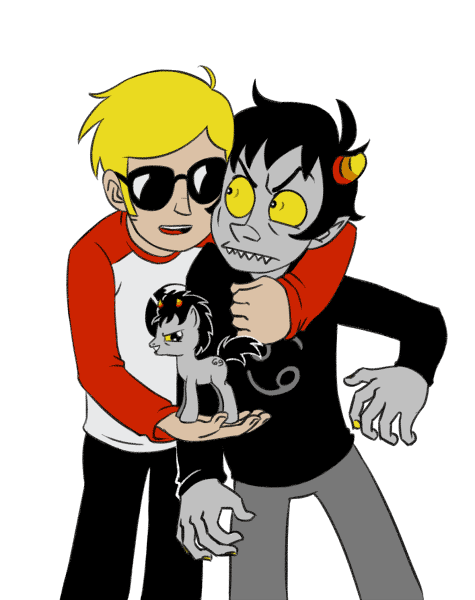 Size: 475x600 | Tagged: safe, artist:rimon, derpibooru import, ponified, earth pony, pony, pony creator, animated, clothes, crossover, dave strider, gif, homestuck, horns, karkat vantas, simple background, sunglasses