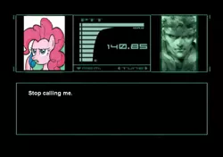 Size: 936x658 | Tagged: safe, artist:madmax, derpibooru import, pinkie pie, earth pony, pony, exploitable meme, female, mare, meme, metal gear, phone, phone meme, solid snake, stop calling me