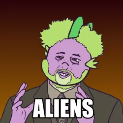 Size: 600x600 | Tagged: alien, ancient aliens, artist needed, derpibooru import, giorgio a. tsoukalos, gradient background, meme, safe, solo, spike