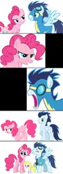 Size: 1006x2766 | Tagged: suggestive, artist:dirty turban, derpibooru import, pinkie pie, soarin', surprise, earth pony, pegasus, pony, comic, female, filly, g1, g1 to g4, generation leap, implied sex, male, mare, offspring, parent:pinkie pie, parent:soarin', parents:soarinpie, shipping, simple background, soarinpie, stallion, straight, that escalated quickly, white background