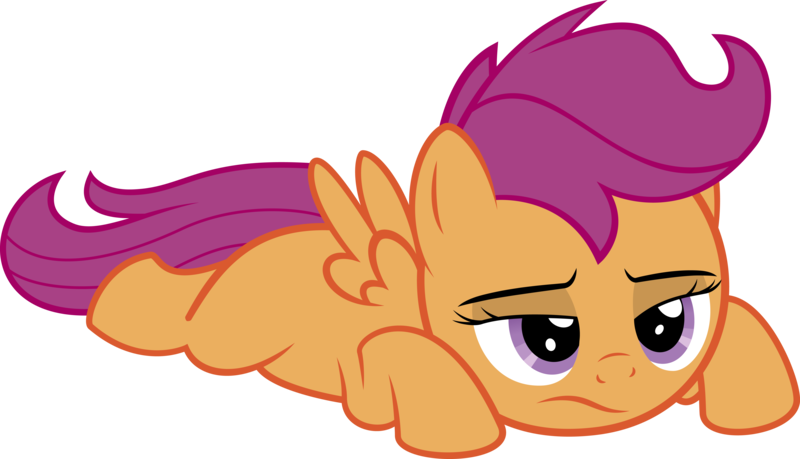 Size: 5976x3430 | Tagged: safe, artist:redpandapony, artist:redpandawha, derpibooru import, scootaloo, pegasus, pony, ponyville confidential, bored, female, filly, prone, sad, simple background, solo, spread wings, transparent background, unamused, vector