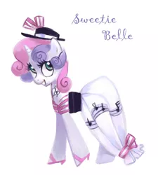 Size: 2586x2874 | Tagged: safe, artist:holivi, derpibooru import, sweetie belle, pony, unicorn, clothes, dress, female, hat, high res, mare, older, simple background, solo, white background