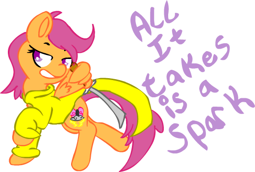 Size: 520x350 | Tagged: safe, artist:cotton, derpibooru import, scootaloo, pegasus, pony, clothes, female, filly, god tier, god tiers, hero of sparks, homestuck, solo