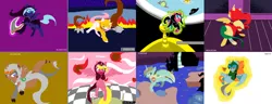 Size: 2824x1090 | Tagged: safe, artist:cotton, derpibooru import, dazzleglow, princess cadance, princess celestia, princess luna, oc, alicorn, pony, my little pony tales, female, god tiers, homestuck, mare, ms paint, princess