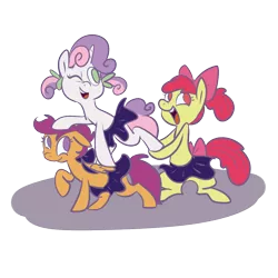 Size: 1000x1000 | Tagged: safe, artist:ponygoggles, derpibooru import, apple bloom, scootaloo, sweetie belle, earth pony, pegasus, pony, unicorn, cheerleader, cutie mark crusaders, female, filly, no pupils