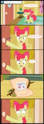 Size: 1320x3680 | Tagged: dead source, safe, artist:jan, derpibooru import, apple bloom, earth pony, pony, ask the crusaders, ask, clubhouse, comic, crusaders clubhouse, female, filly, messy mane, punk'd, solo