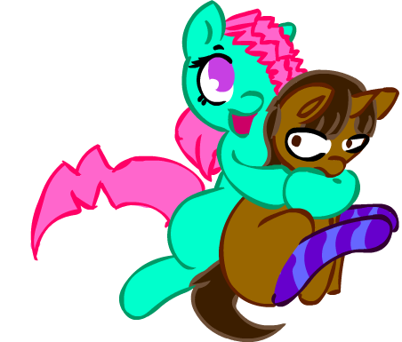 Size: 452x385 | Tagged: safe, artist:cotton, derpibooru import, minty, oc, earth pony, pony, unicorn, clothes, derek, female, g3, g3 to g4, generation leap, mare, pony pokey, socks, striped socks