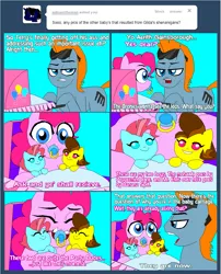 Size: 1045x1296 | Tagged: safe, artist:terry, derpibooru import, pinkie pie, teddy, oc, earth pony, pony, my little pony tales, baby, baby pony, comic, female, g1, g1 to g4, generation leap, male, mare, stallion, you're the father