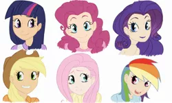 Size: 2000x1200 | Tagged: applejack, artist:thelivingmachine02, derpibooru import, female, fluttershy, gimp, human, humanized, mane six, pinkie pie, rainbow dash, rarity, safe, simple background, smiling, twilight sparkle, wallpaper, white background