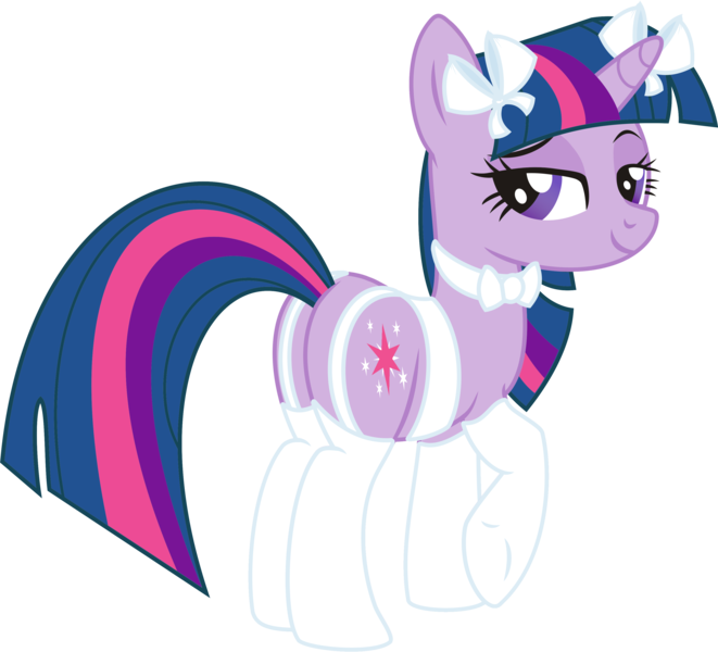 Size: 3308x3003 | Tagged: suggestive, artist:leopurofriki, derpibooru import, twilight sparkle, pony, unicorn, bowtie, butt, clothes, female, g4, high res, looking back, mare, plot, simple background, socks, solo, solo female, transparent background, twibutt, unicorn twilight, vector