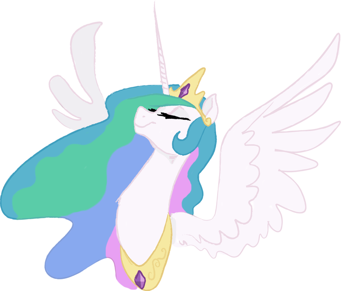 Size: 1256x1073 | Tagged: safe, artist:briskby, derpibooru import, princess celestia, alicorn, pony, bust, eyes closed, female, mare, simple background, solo, spread wings, wings