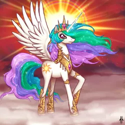 Size: 717x717 | Tagged: safe, artist:corpsecrow, derpibooru import, princess celestia, alicorn, pony, female, jewelry, mare, regalia, solo