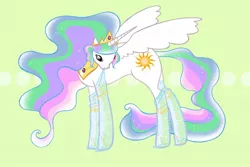 Size: 1500x1000 | Tagged: safe, artist:manden, derpibooru import, princess celestia, alicorn, pony, clothes, female, mare, mouth hold, socks, solo