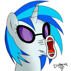 Size: 900x900 | Tagged: safe, artist:icebreak23, derpibooru import, vinyl scratch, pony, unicorn, female, lol, mare, reaction image, solo