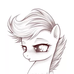 Size: 400x400 | Tagged: safe, artist:rainbow, derpibooru import, scootaloo, pegasus, pony, dat hair, female, filly, monochrome, sketch, solo