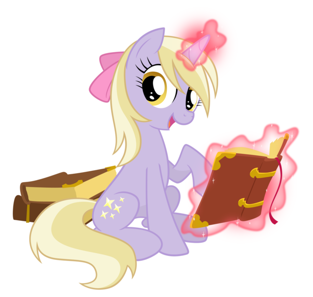 Size: 2000x1900 | Tagged: safe, artist:equestria-prevails, derpibooru import, dinky hooves, pony, unicorn, adult, book, female, glowing horn, happy, levitation, magic, mare, older, older dinky hooves, simple background, smiling, solo, telekinesis, transparent background