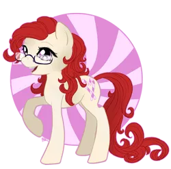 Size: 700x691 | Tagged: safe, artist:cosmicunicorn, derpibooru import, twist, earth pony, pony, abstract background, alternate hairstyle, female, glasses, mare, older, older twist, raised hoof, solo