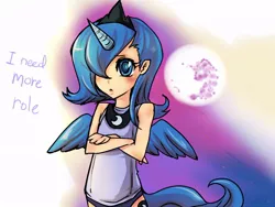 Size: 800x600 | Tagged: artist:bakki, clothes, cute, derpibooru import, female, filly, gradient background, horned humanization, human, humanized, mare in the moon, moon, panties, princess luna, purple underwear, s1 luna, safe, solo, tailed humanization, underwear, winged humanization, woona