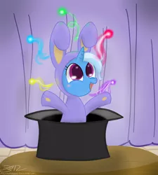 Size: 2300x2552 | Tagged: safe, artist:mikoruthehedgehog, derpibooru import, trixie, pony, unicorn, bunny costume, bunny out of the hat, clothes, cute, female, hat, high res, magic trick, mare, solo, top hat
