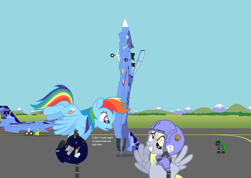 Size: 2900x2054 | Tagged: safe, artist:lonewolf3878, derpibooru import, derpy hooves, rainbow dash, oc, pegasus, pony, aircraft, f-14 tomcat, female, fighter, high res, jet, jet fighter, mare, new lunar republic, plane