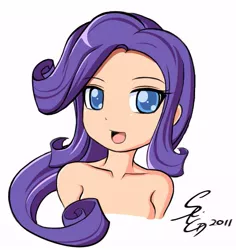 Size: 623x660 | Tagged: artist:angriestangryartist, bust, colored pupils, derpibooru import, female, human, humanized, ponibooru import, rarity, simple background, solo, solo female, suggestive, white background