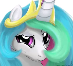 Size: 1000x900 | Tagged: safe, artist:sonicrainboom93, derpibooru import, princess celestia, alicorn, pony, close-up, female, looking at you, mare, smiling, smirk, solo