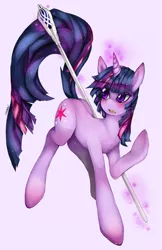 Size: 647x1000 | Tagged: safe, artist:slugbox, derpibooru import, twilight sparkle, pony, unicorn, crossover, female, gandalf, lord of the rings, magic, mare, simple background, solo, staff, unicorn twilight